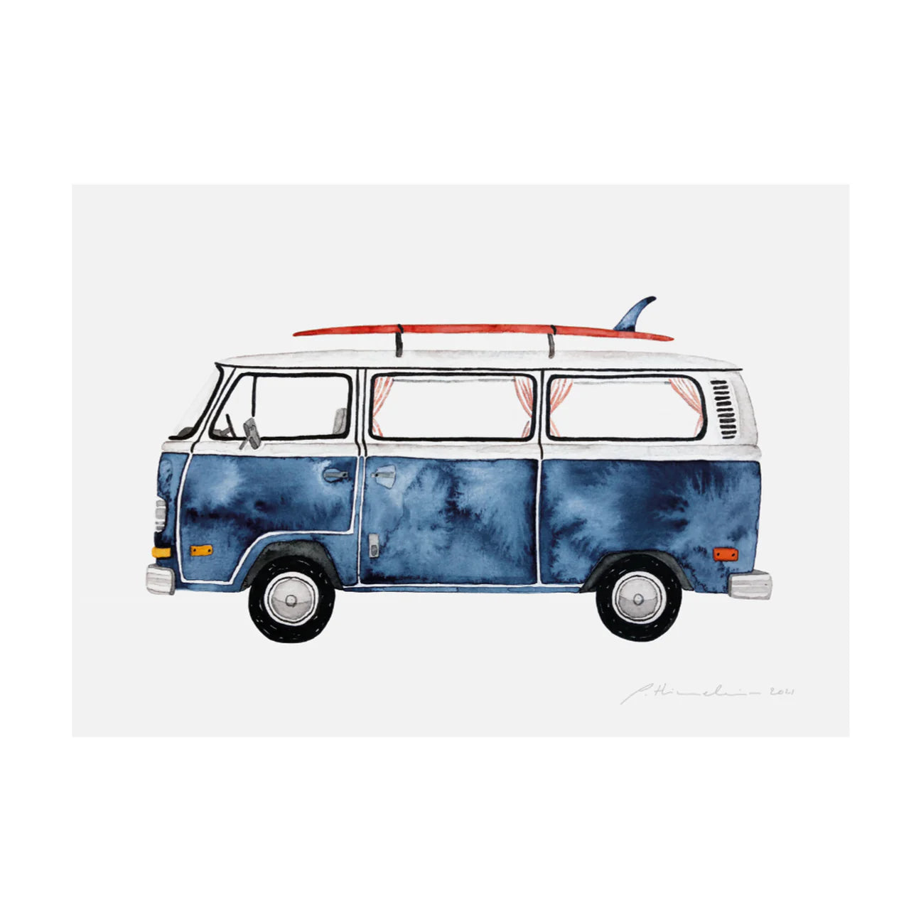 Print Retro Bus Blau