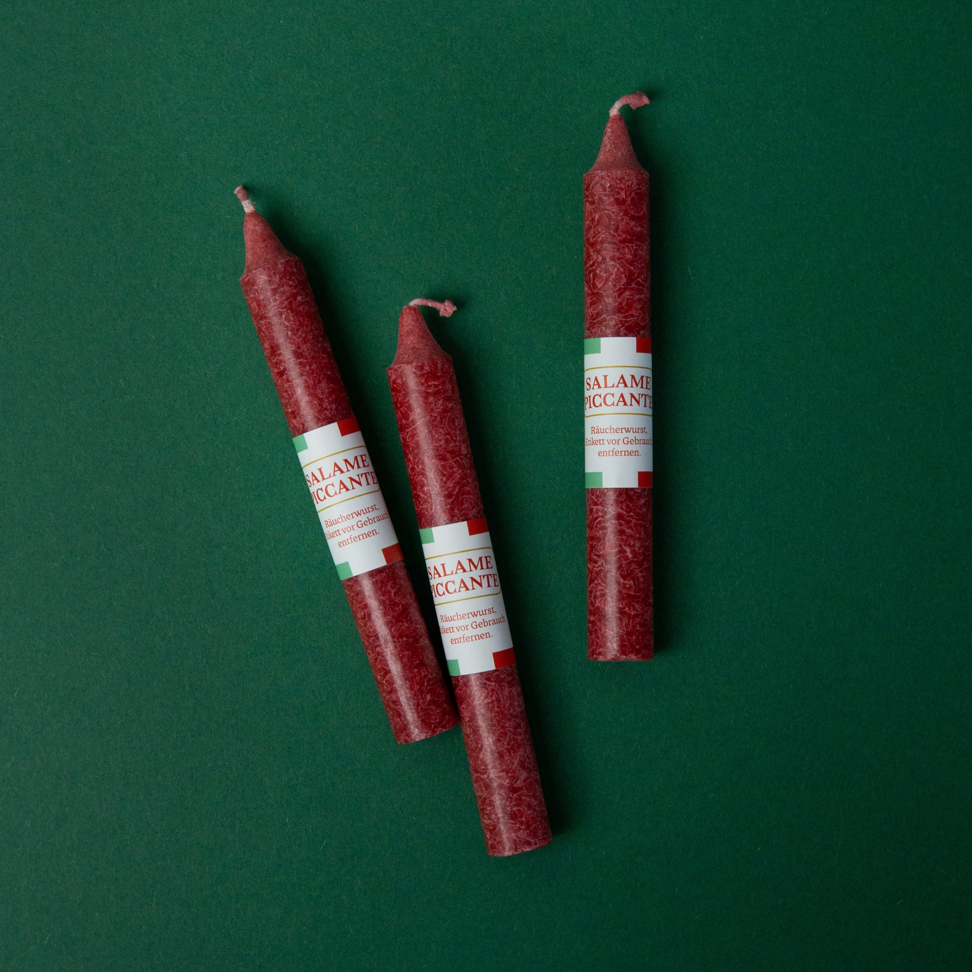 kleine Räuchersalami-Kerzen, 3er-Set