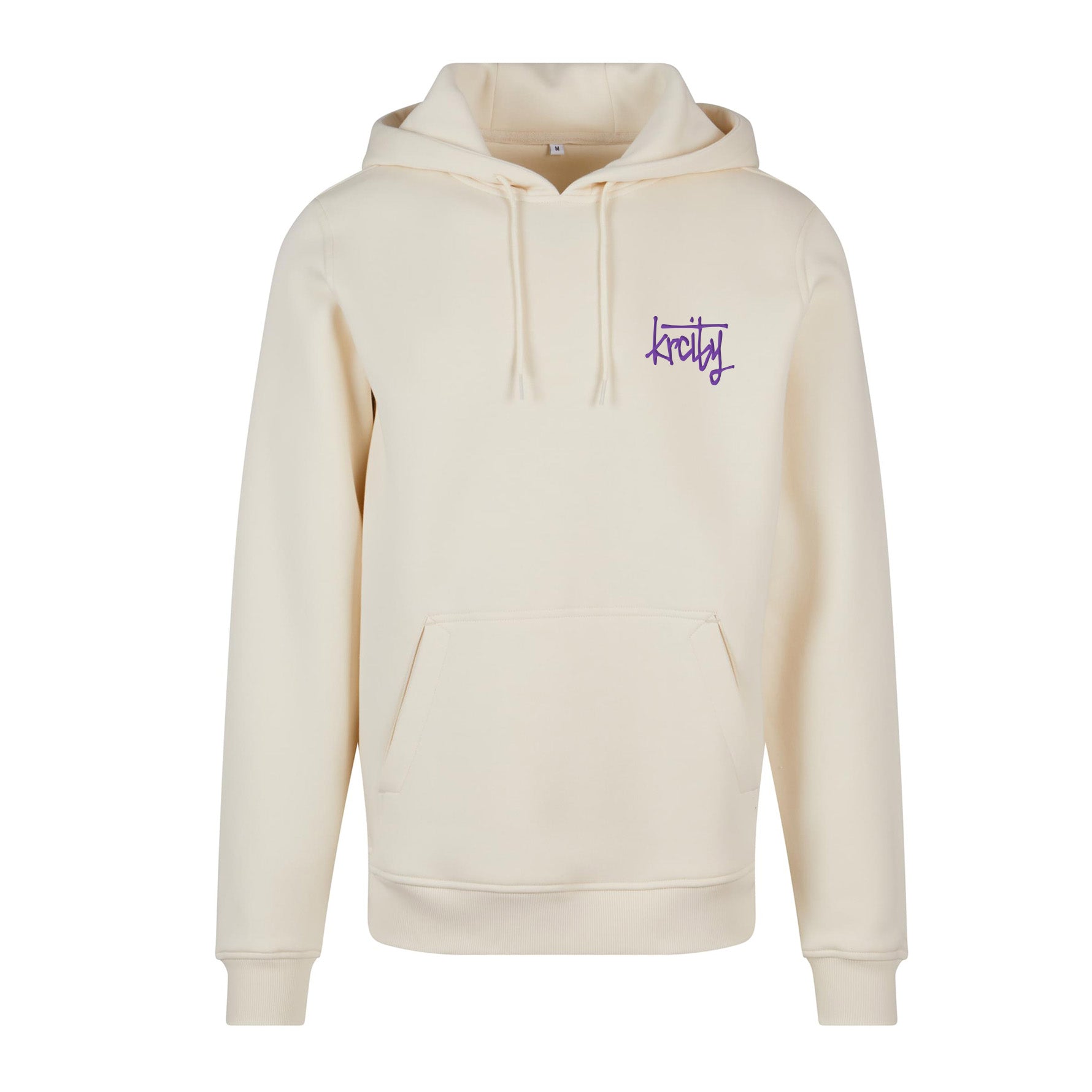 Stick Logo Hoodie - Creme mit Lila