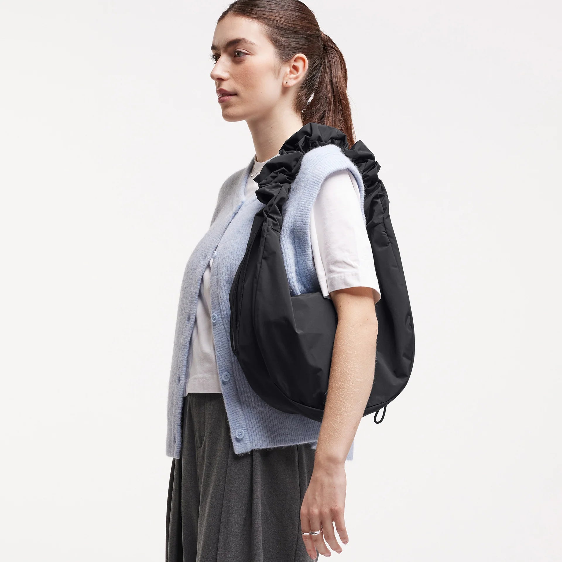 Moon Bag Ruffle - Monochrome Black