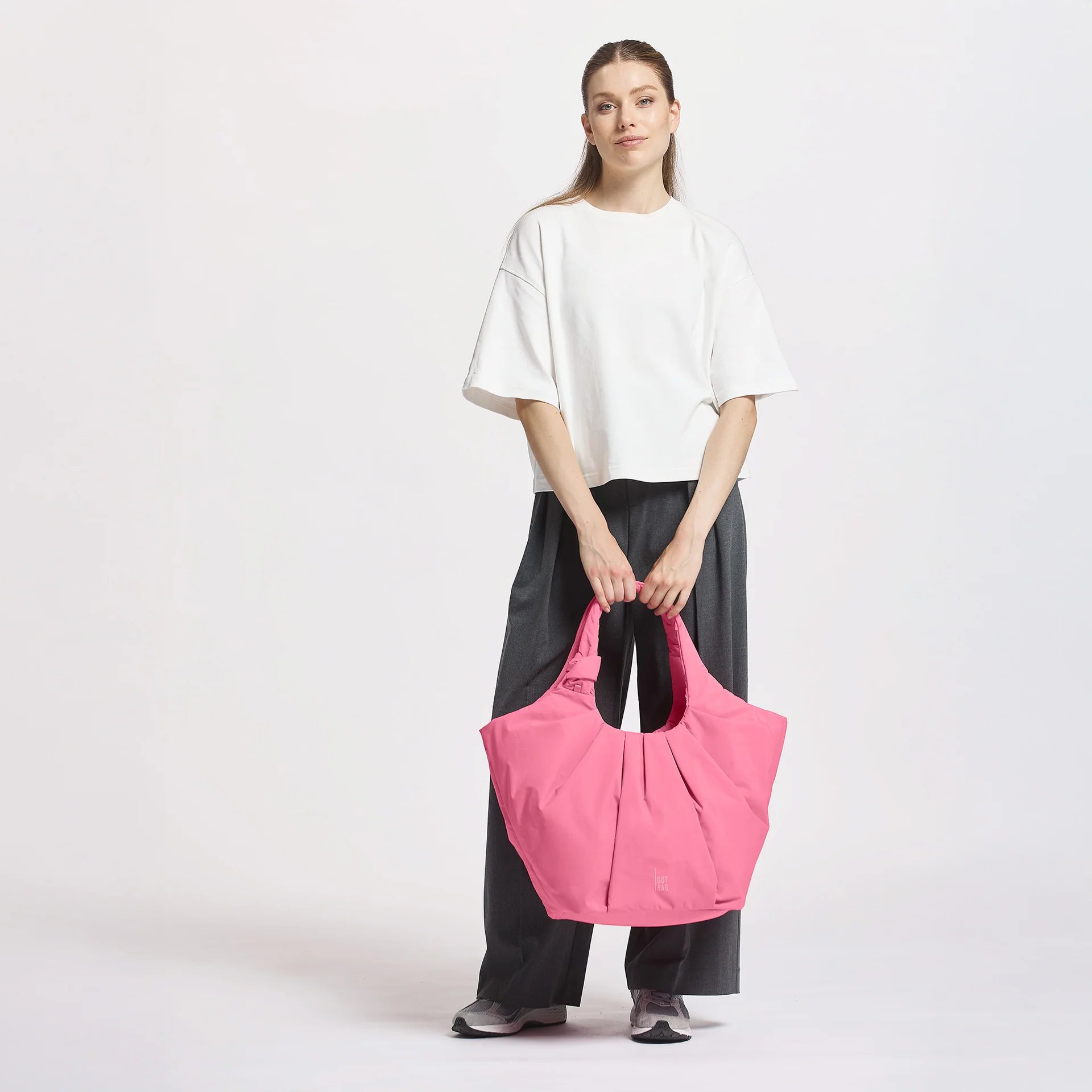 Pleat Tote Bag - salina pink monochrome