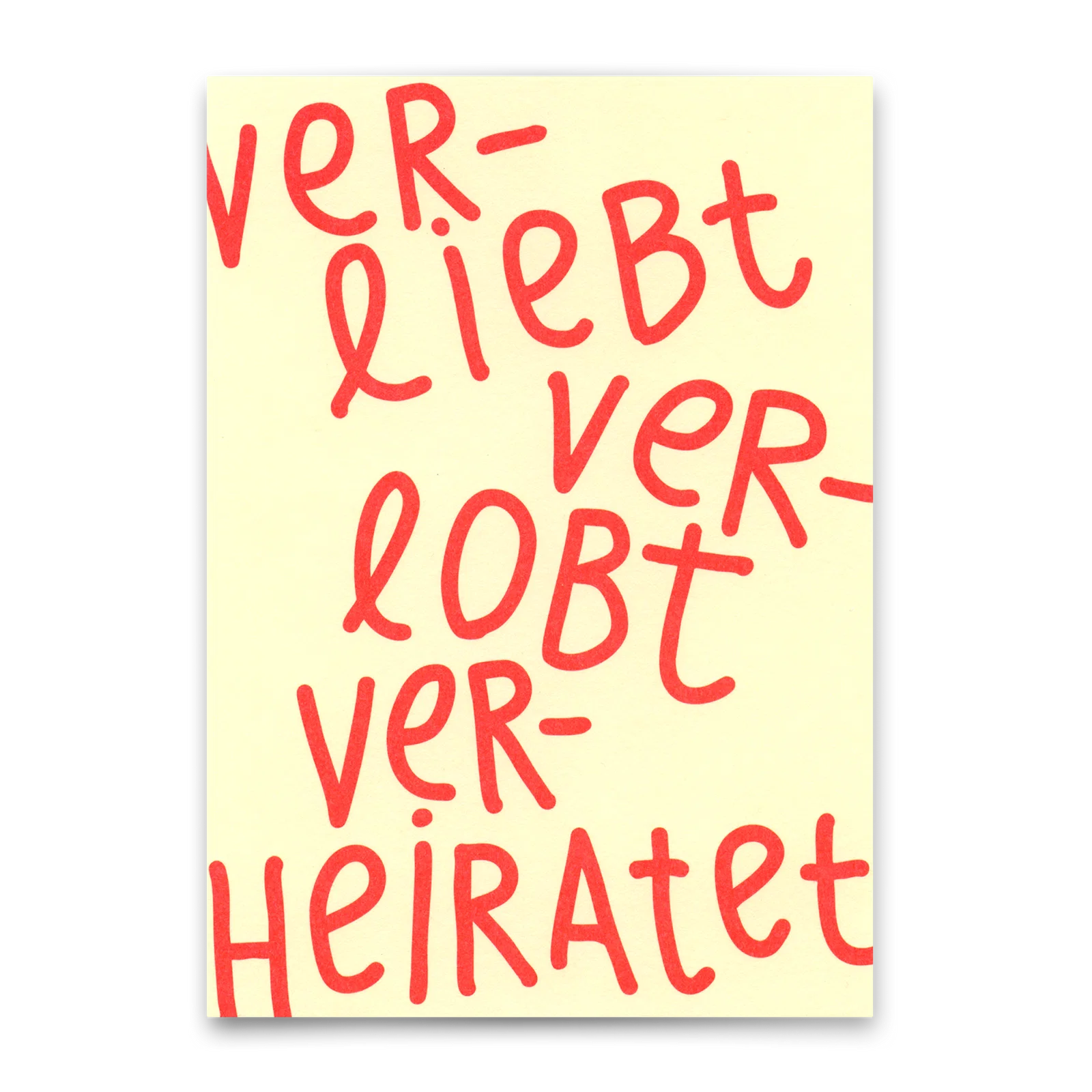 Postkarte "verliebt, verlobt, verheiratet"