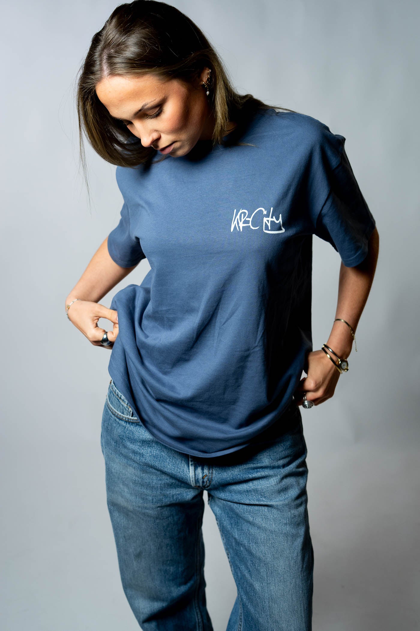 KR.City Graffiti-Tag blau mit weiß-  Oversize T-Shirt
