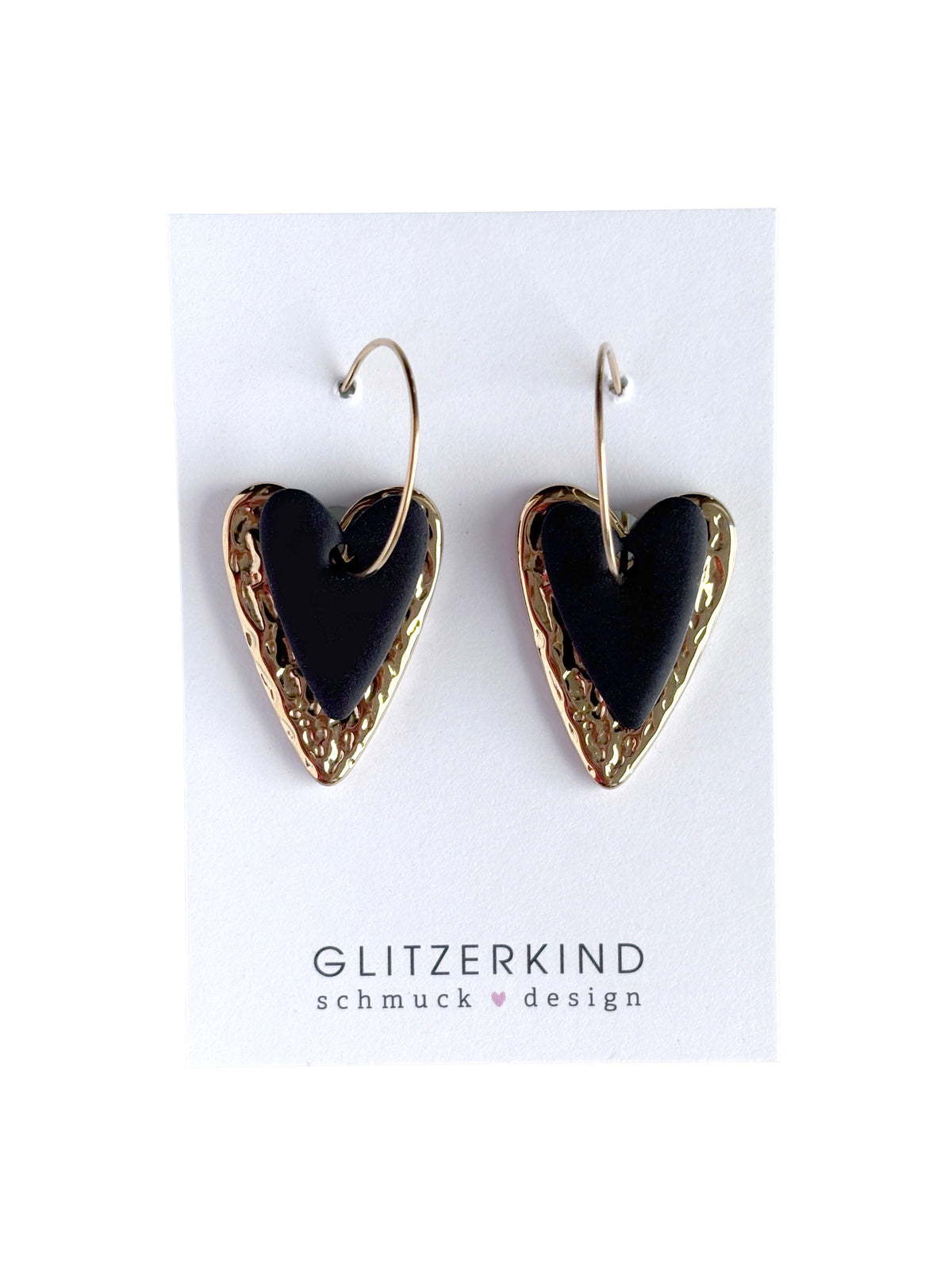 Creolen Herz Mix Schwarz - gold