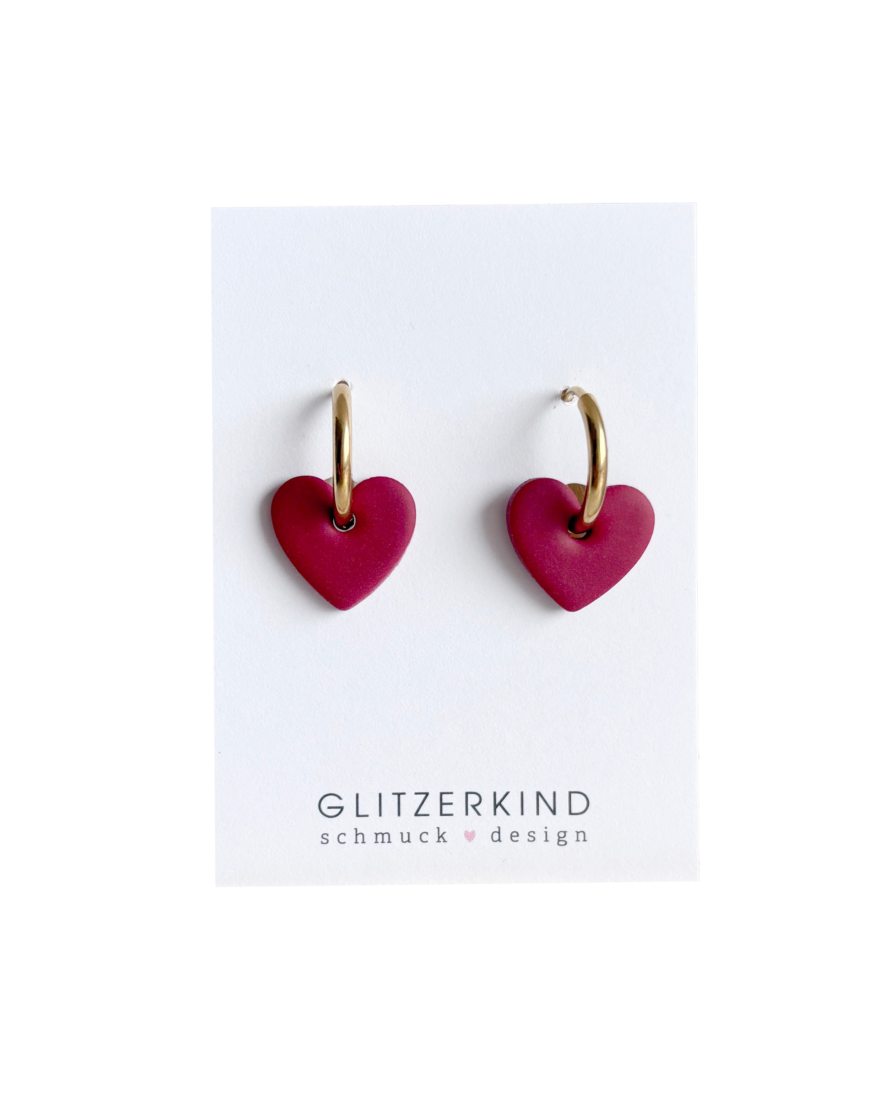 Creolen Herz (klein) rot – gold