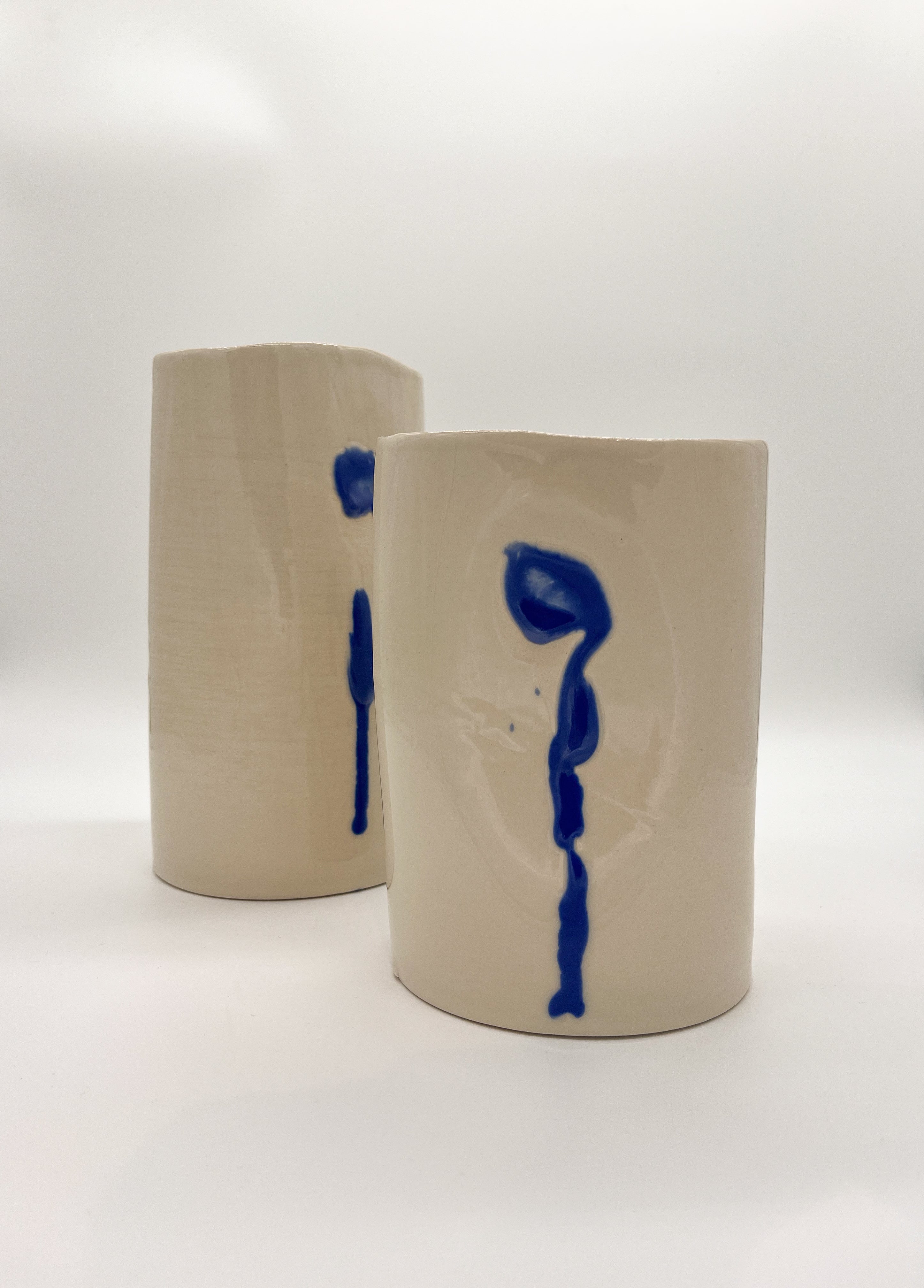 Vase weiß-blau
