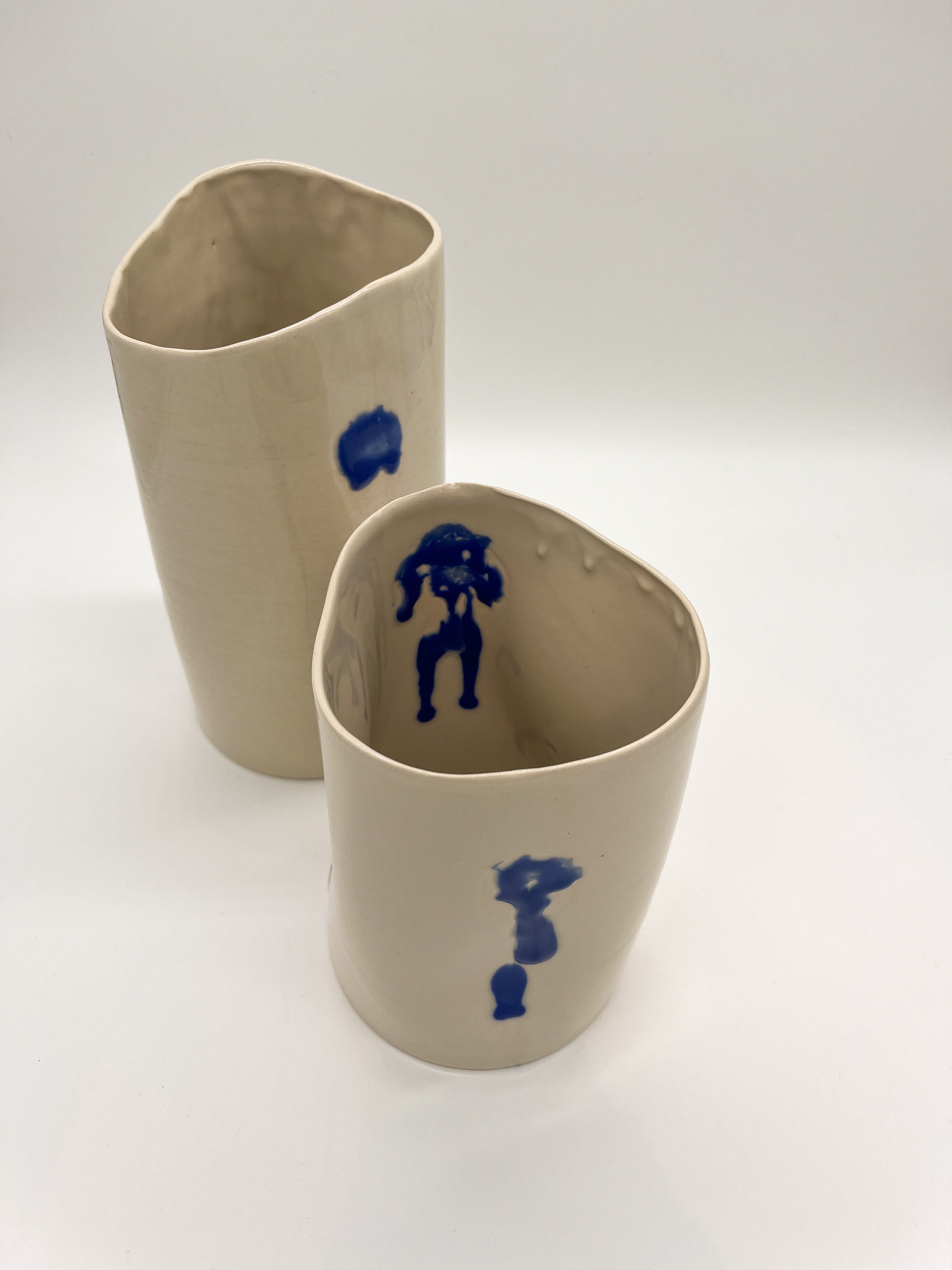 Vase weiß-blau