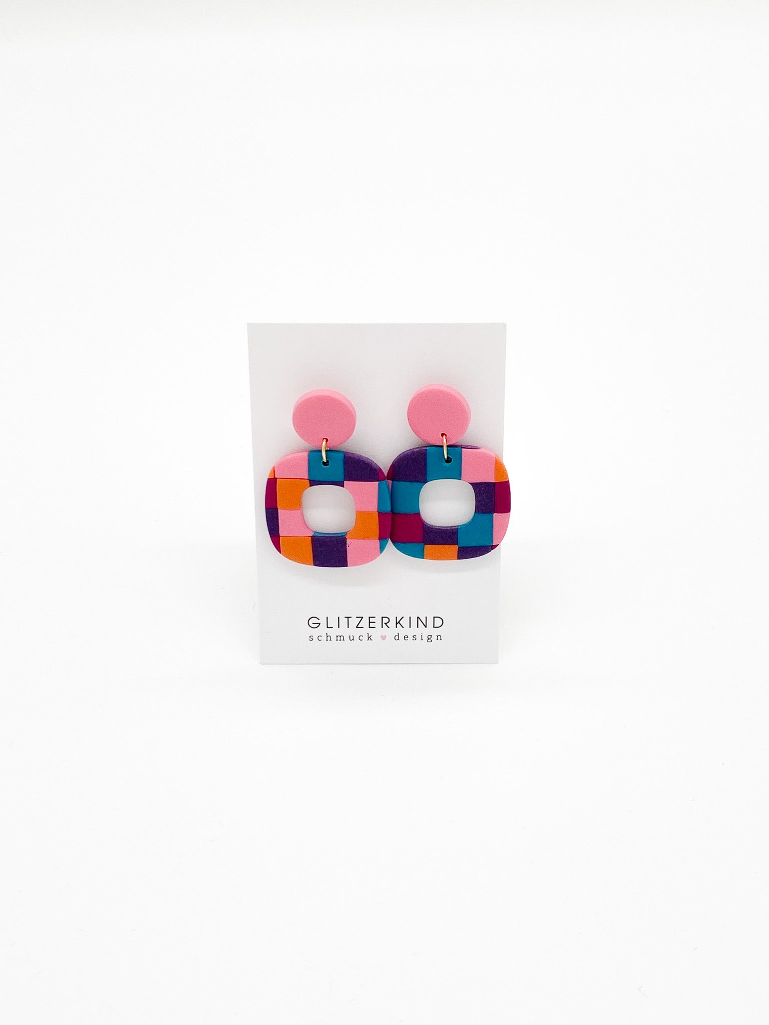 Ohrhänger CUBE bunt kariert
