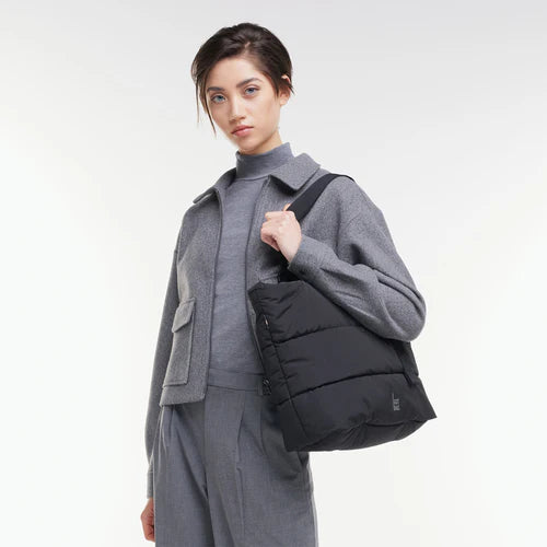 Puffer Tote Bag  -black