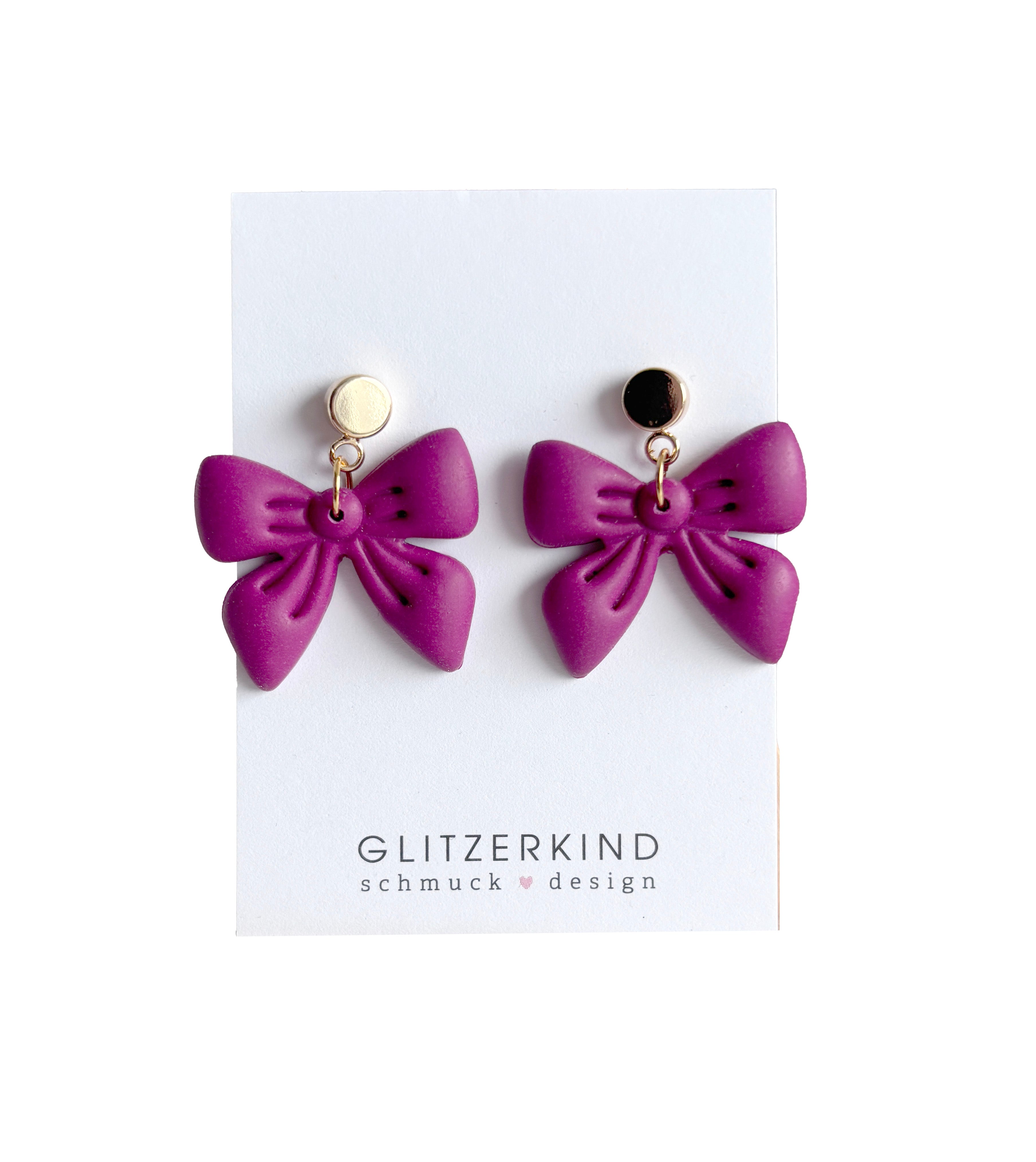 Ohrhänger Schleife violett-pink - gold