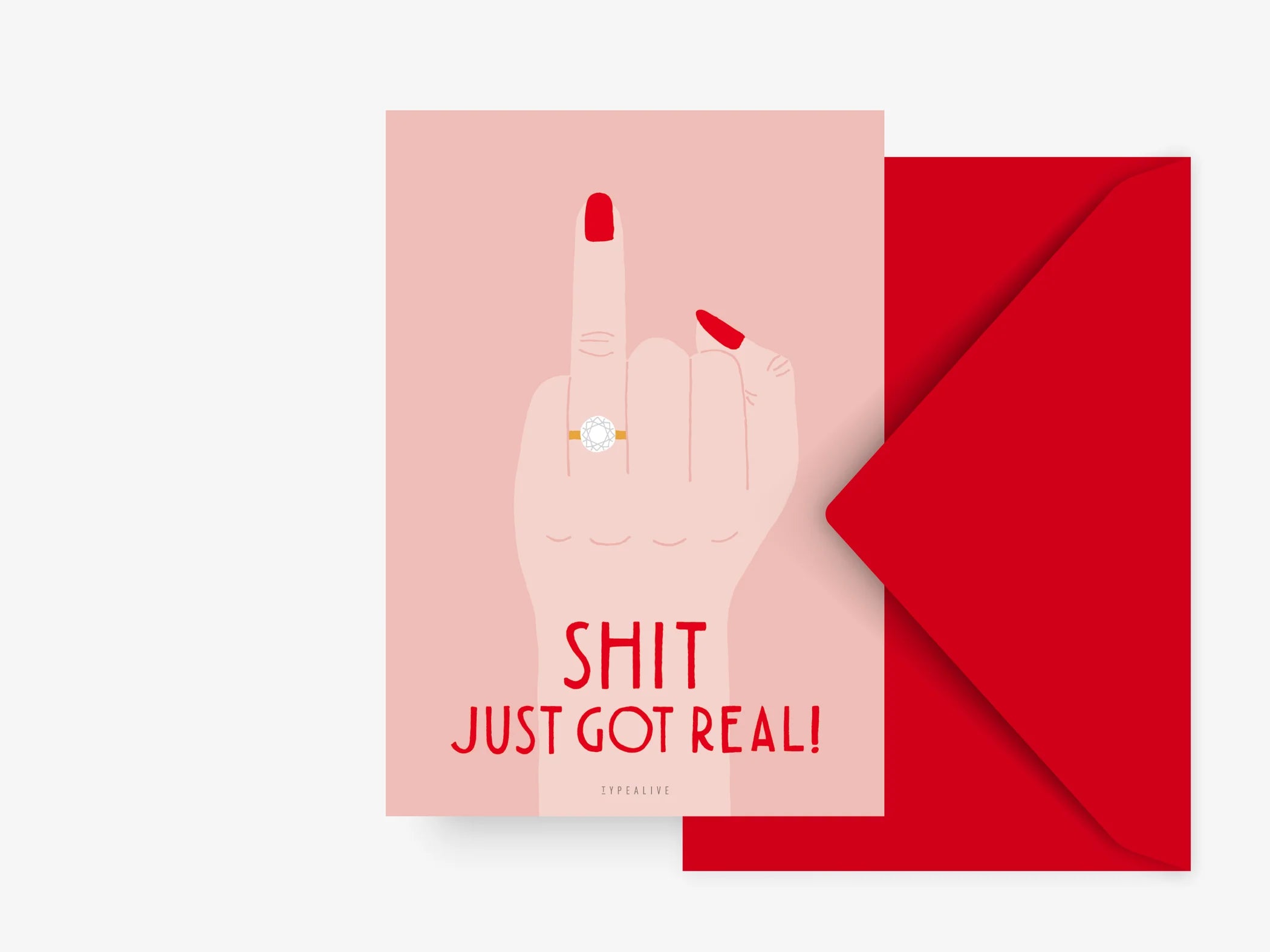 Postkarte Shit Got Real
