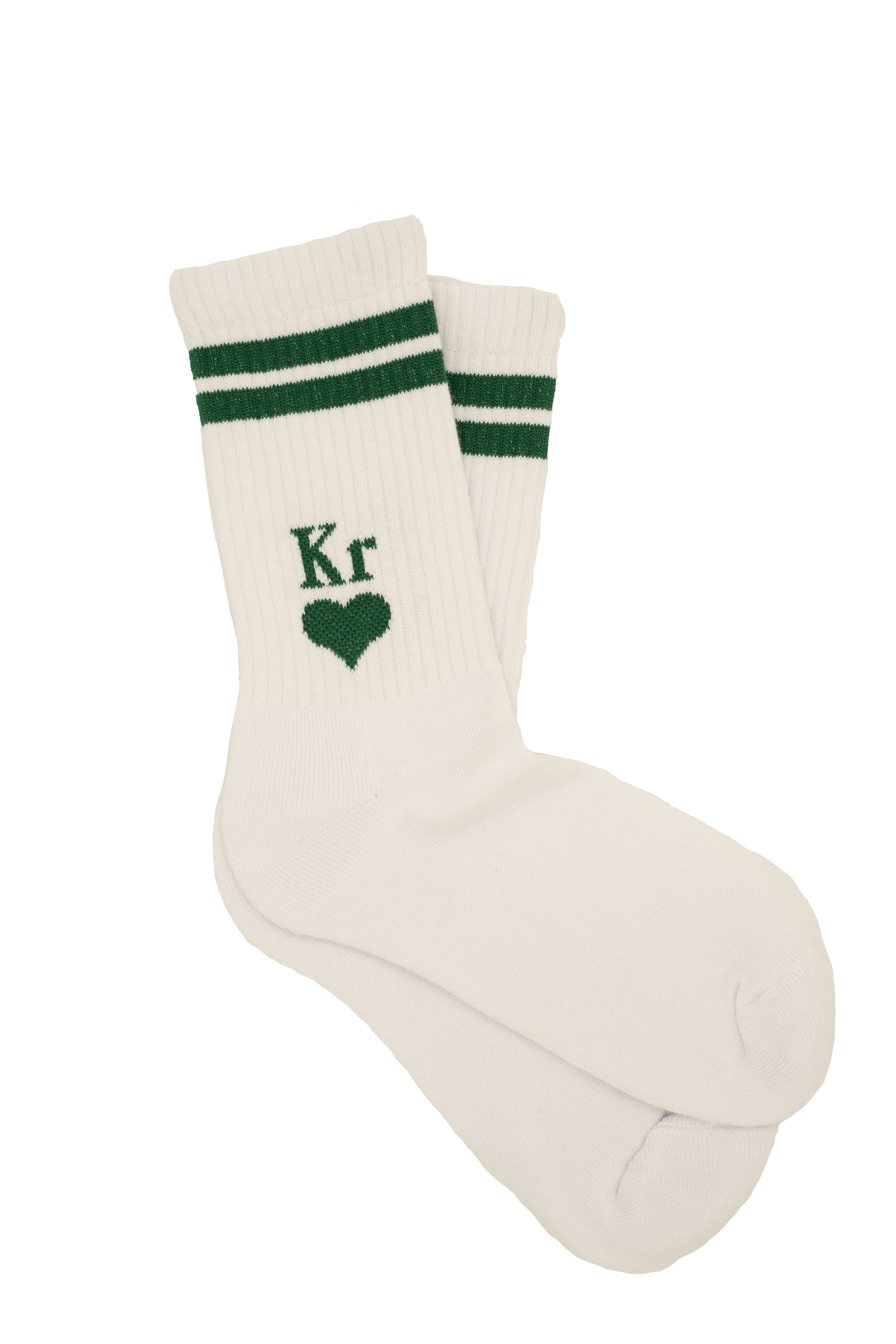 Socks Heart Stripes - Green White