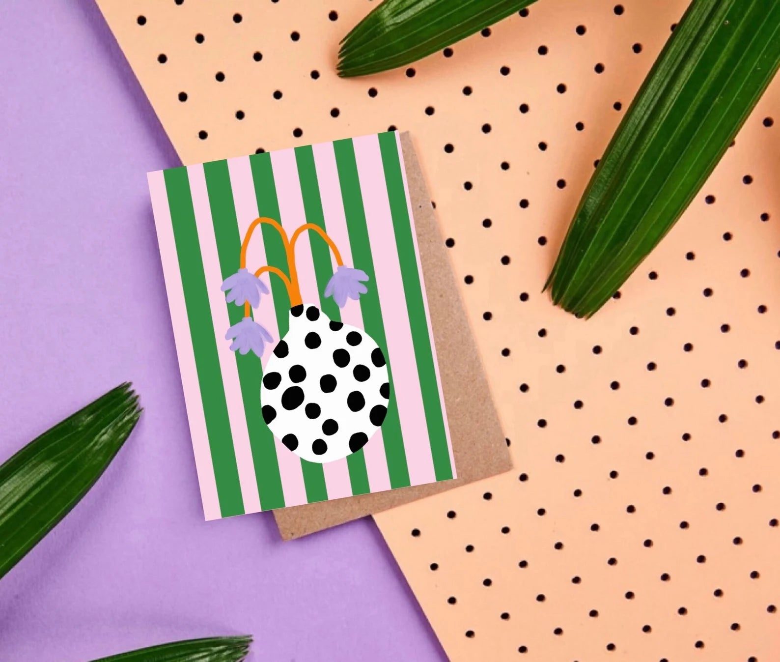 Postkarte Vase gepunktet
