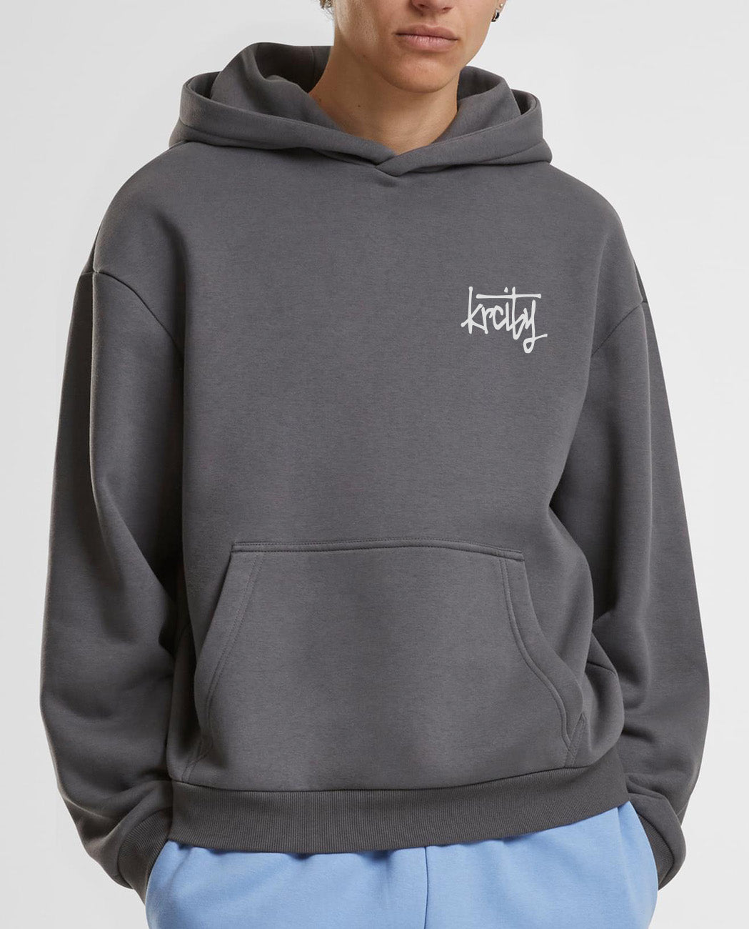 Oversize Hoodie Written Logo Grau